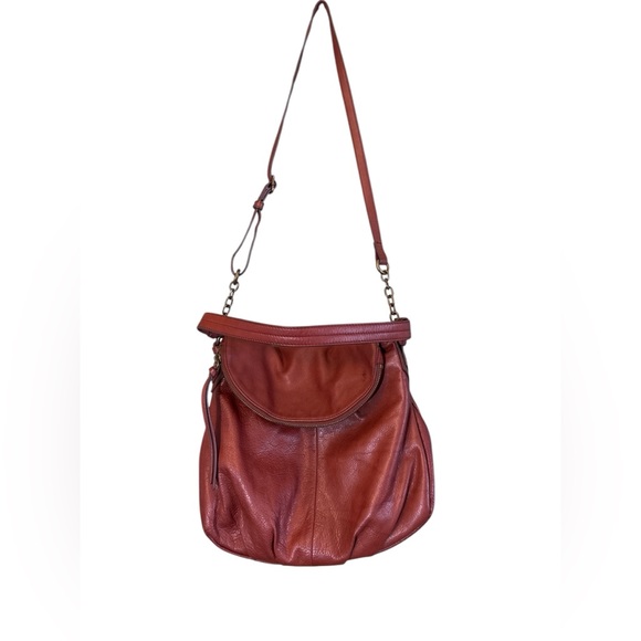 Margot New York “Adelle” Genuine Leather Hobo Bag in Brandy Brown Boho Crossbody - Picture 1 of 10